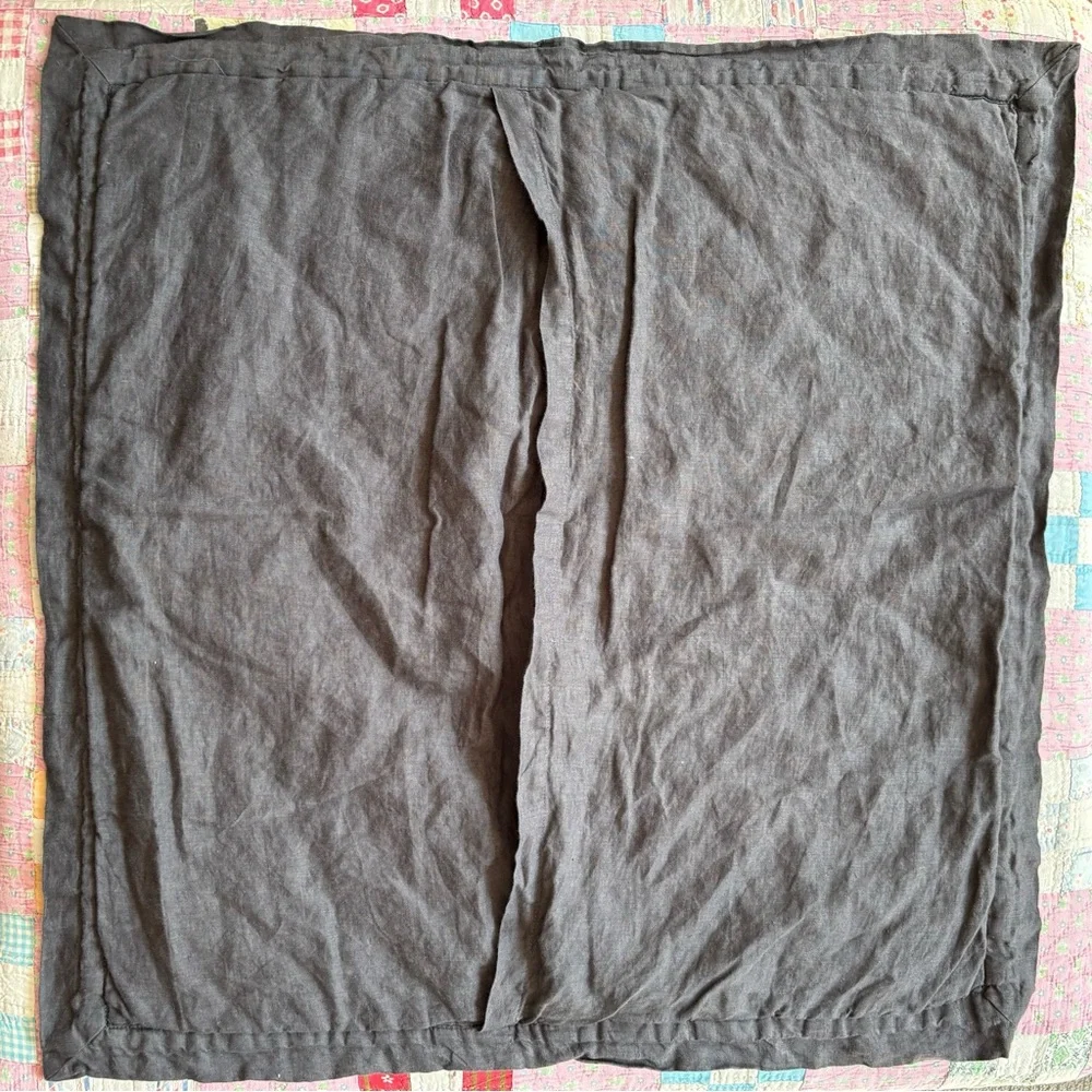 Pottery Barn || Belgian Flax Linen Diamond Quilted‎ Euro Sham Ebony Dark Gray